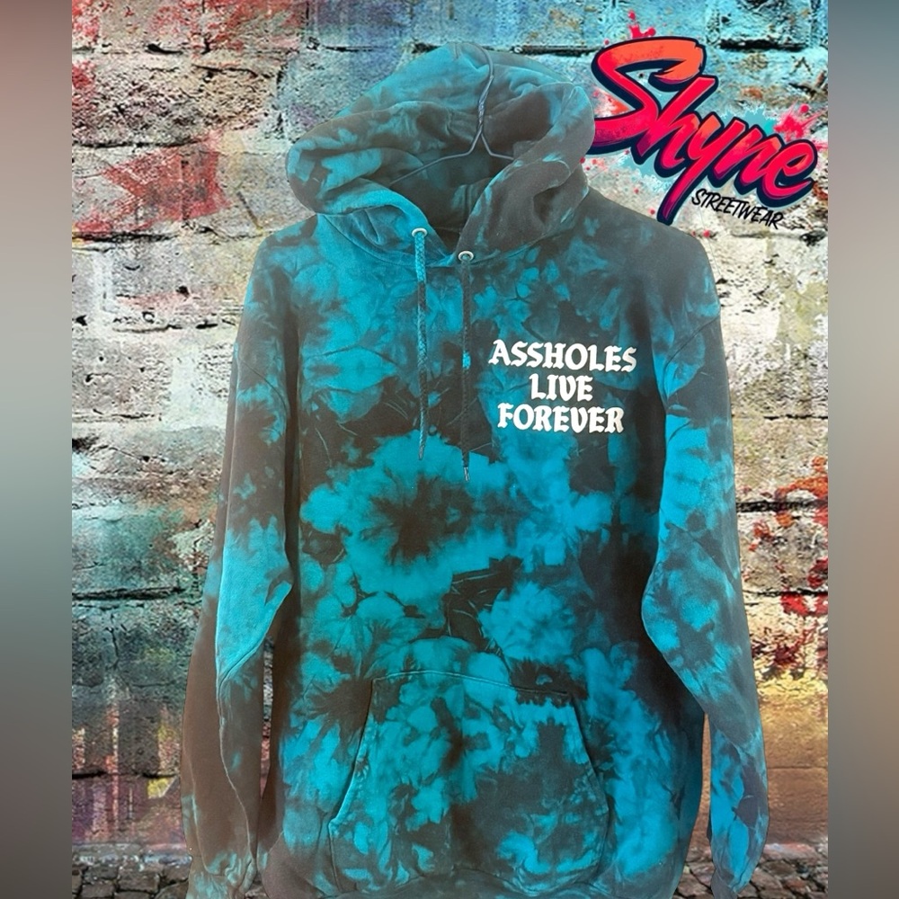 ALF Blue Tie-Dye Hoodie with Bold Text